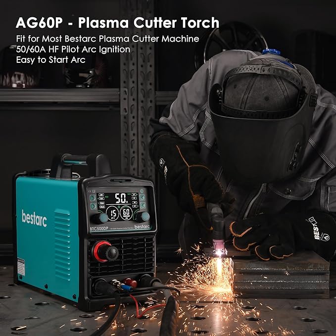 Pilot Arc Plasma Cutting Torch, AG60P 4 Meters High Frequency Air Plasma Cutting Torch AG60P Suitable for Plasma Cutter BTC500DP, BTC650DP, CUT55P (Red)