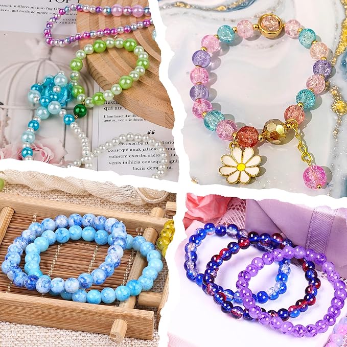 XSEINO About 144 Colors 1200PCS 6mm Glass Beads Bracelet Making Set, Colored - Image 7