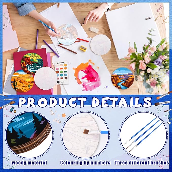 Reallnaive 8 Pcs Mountain Paint by Numbers Coasters Kit - Image 3