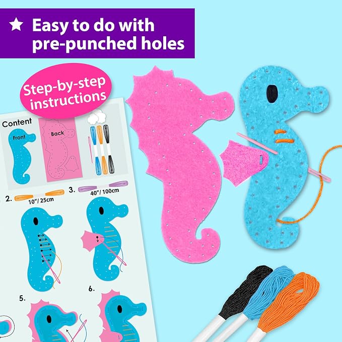 KRAFUN Mermaid Sea Animals Sewing Kit - Image 4