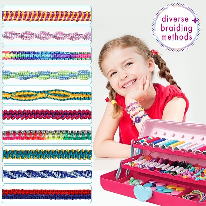 TingingYuli Friendship Bracelet Making Kit, 3-Layer Storage Box, Gift 6-12 | - Image 3