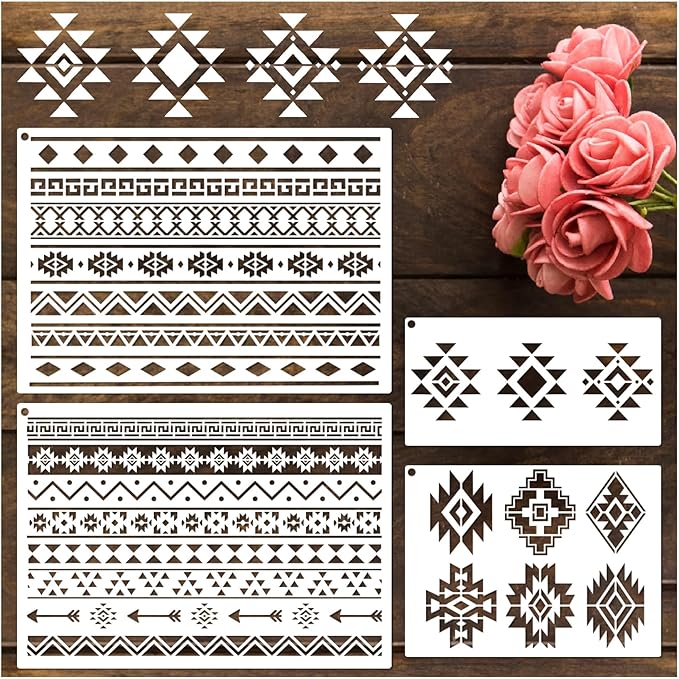 yhslmh Tribal Geometric Stencils - Image 8