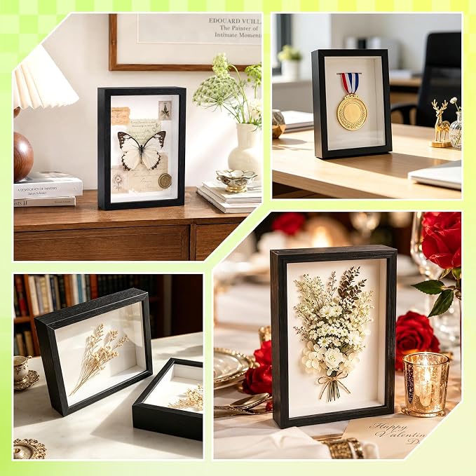 VOKOY 3 Pack 6" x 8" Shadow Box Frame, Small Wood Hollow Picture Frame - Image 4