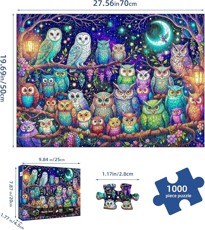 Moonlit Owls Puzzles for Adults 1000 Pieces, Impossible Challenging Jigsaw - Image 5