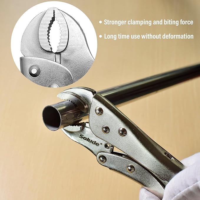5-Piece Heavy-Duty Locking Pliers Tool Set with Case, 5", 7" & 10" Curved Jaw Adjustable Vise Grip Pliers and 7" & 9" Long Nose Welding Clamps for DIY Projects,Mechanic and Woodworking