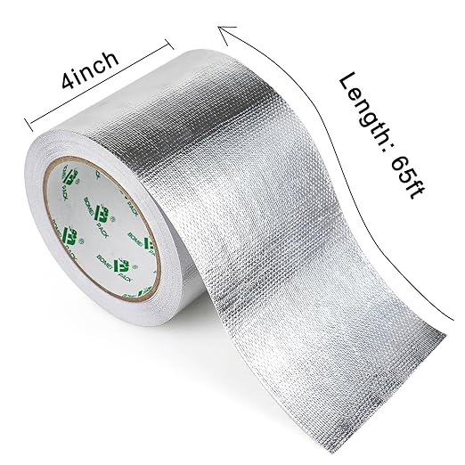 BOMEI PACK Adhesive Aluminum Foil Heat Shield Tape 2 Pack Barrier Fiberglass Thermal Insulation Reflective Material High Temp Protection (4Rolls 3inch)