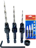 FTG USA Adjustable Wood Countersink Drill Bit Set #4#6#8 with Tapered Drill Bits for Woodworking
