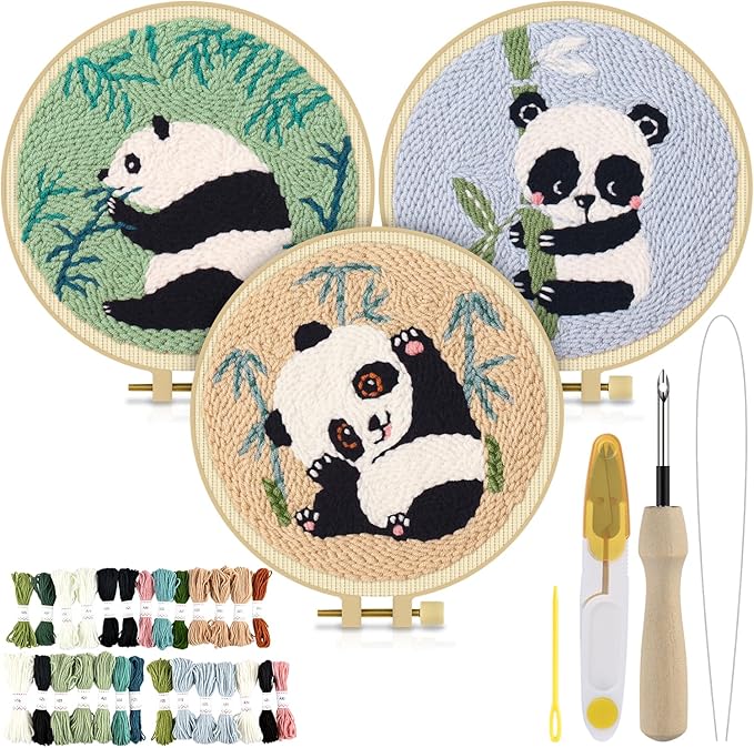 TINDTOP Punch Needle Kits, Panda Punch Embroidery Kits by TINDTOP