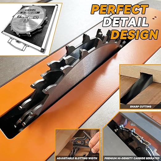 8 Inch Stacking Dado Blade Set,Replace for Freud 8" Dado Set,Compatible with SawStop,Jet,Dewalt,Bosch 8 Inch & 10 Inch Table Saw,Grooves from 1/4" to 7/8" Inch,5/8 Arbor,16 Pieces