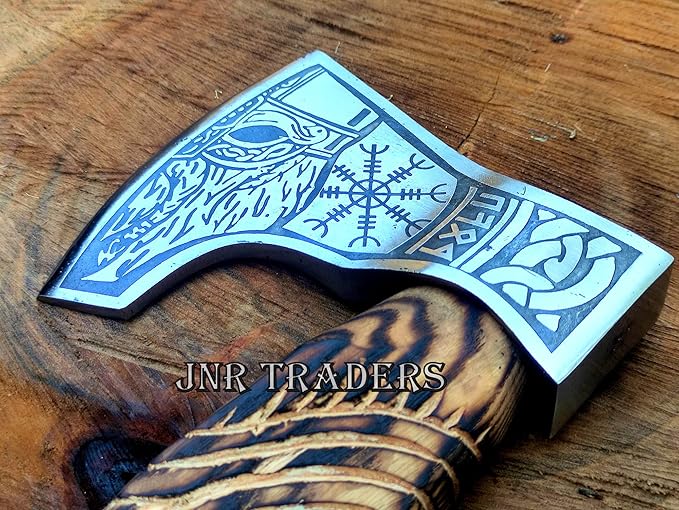 Custom Gift Forged Carbon Steel Viking Axe, Viking Bearded Deocrative Throwing Axe 22 inch 3738