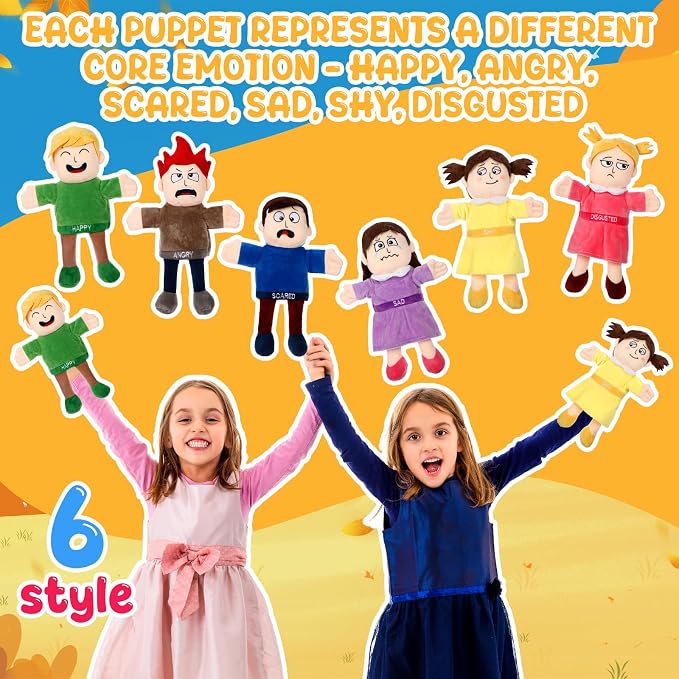 Lenwen 6 Pcs Feelings Hand Puppets - Image 3