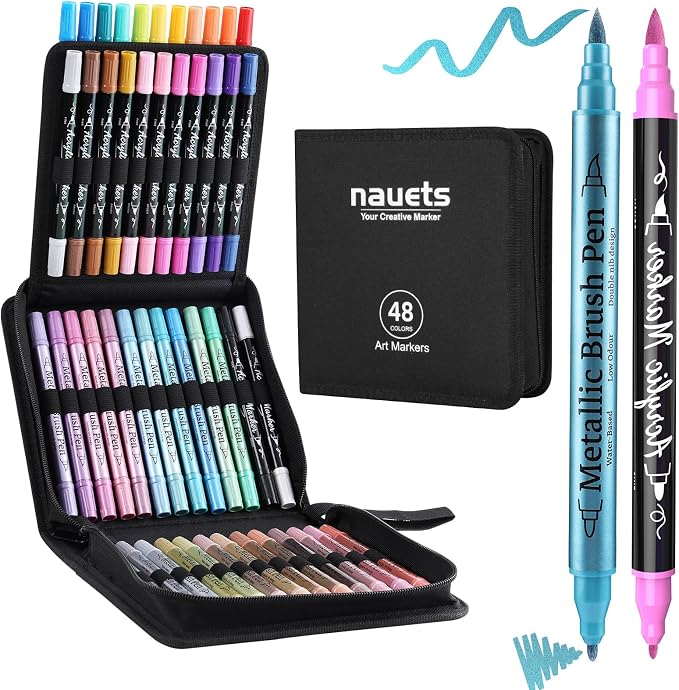 24 Metallic & 24 Acrylic Paint Markers Pens by nauets