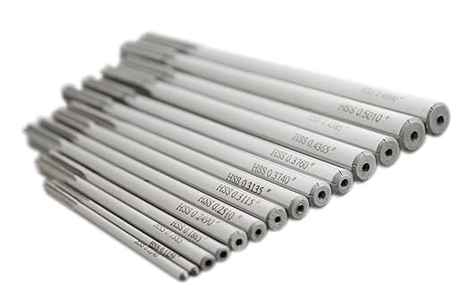 Accusize Industrial Tools 14 Pc Over and Under Size H.S.S. Chucking Reamer Set, 0.1240'' Thru 0.5010'', in Fitted Case, 5500-SX00