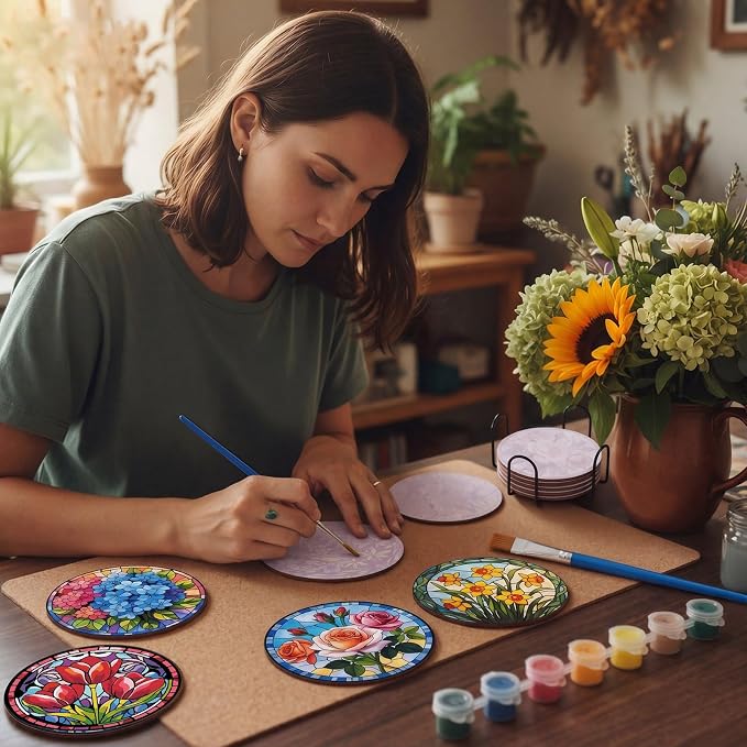 Reallnaive 8 Pcs Flower Paint by Numbers Kit - Image 6