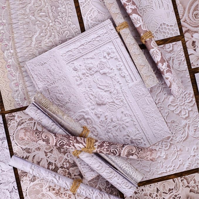 192 Sheets Vintage Romantic Lace-Themed Scrapbook Paper Kit, 4x5.5 Delicate - Image 6