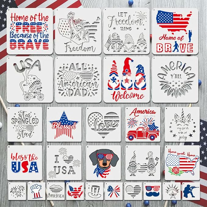 Patriotic Stencils for Painting, Party Decorations and DIY Crafts by Felixcraft-DIYDreamscape