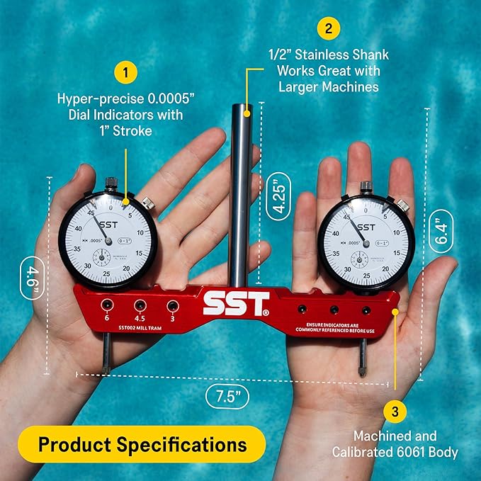 SST – Mill & Lathe Tramming System Bundle – Regular + Mini - Tram, Align & Square for Machine Calibration - Precise & Powerful - Designed in the USA