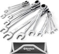 DURATECH Flex-Head Ratcheting Combination Wrench Set, SAE, 13-piece, 5/16'' to 1'', CR-V Steel, with Rolling Pouch