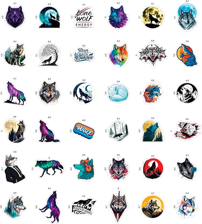 100Pcs Wolf Stickers for Water Bottle, Laptop - Image 4