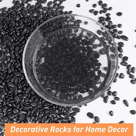 Pulovin 5 lbs Black Pebbles for Indoor Plants, 3/8" Plant Rocks for Pots Indoor - Image 4