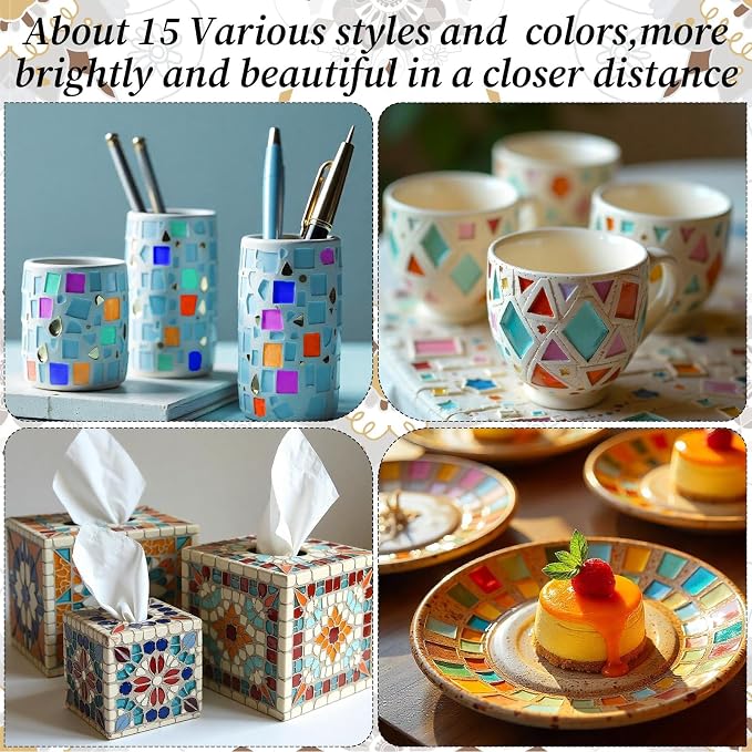 1000 Pcs Colorful Irregular Crystal Mosaic Tiles, 2.2lb Tiny Mosaic Tile DIY - Image 5