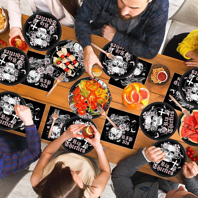 Qyeahkj 100 Pcs 40th Birthday Party Supplies Death to My 30s Paper Plates and - Image 7