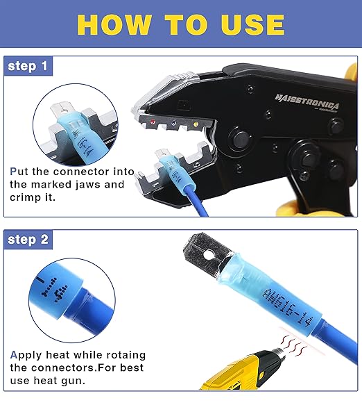Haisstronica 260PCS Heat Shrink Spade Connectors - Quick Disconnect Female & Male Spade Terminals for Watercraft, Electronics & Automotive