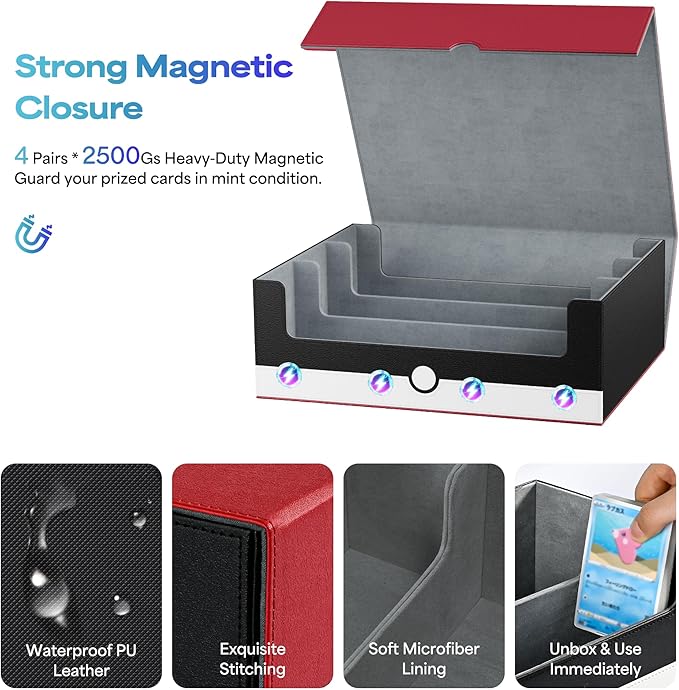 UAONO Card Storage Box for Trading Cards, 1800+ PU Leather Commander Card Deck - Image 5