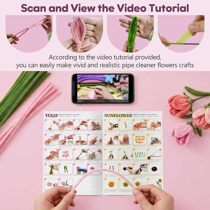 EARLY MINDS 800Pcs Pipe Cleaner Flower Kit - Image 6