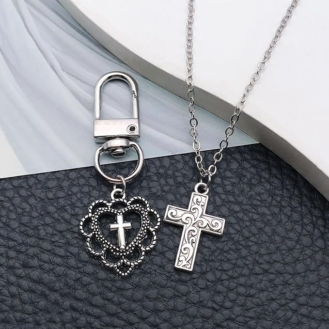 WOCRAFT 60pcs Antique Silver Cross Bracelet Charms - Image 6