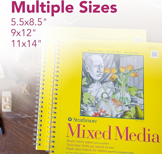 Strathmore 300 Series Mixed Media Paper Pad, Side Wire Bound, 5.5x8.5 inches - Image 4