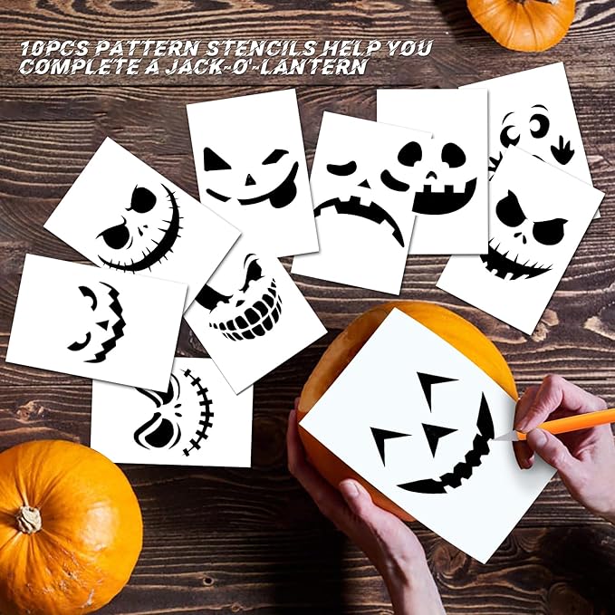Bifrost Pumpkin Carving Kit, Halloween Pumpkin Carving Tools 22 Piece Premium Stainless Steel Tool Set with Stencils & Convenient Storage Bucket for Effortless Halloween Decorating