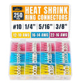 250PCS Heat Shrink Ring Terminal Kit – Wire Terminal Connectors Assortment for 22-10 AWG, Waterproof Electrical Connectors Set – Tinned Copper Electrical Ring Terminals