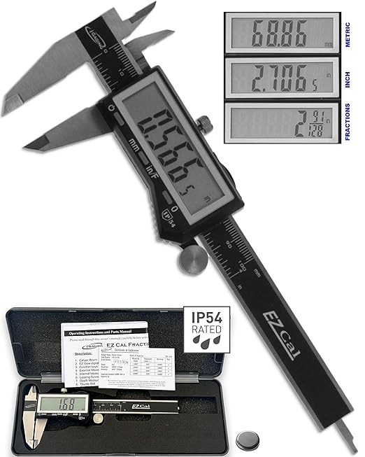iGaging Premium IP54 0-4" EZ CAL Fractional Digital Caliper
