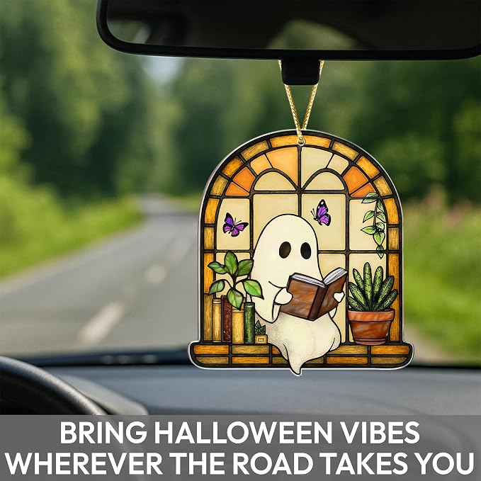 Halloween Faux Stained Glass Ghost Ornaments Acrylic, Halloween Decor Cute - Image 4