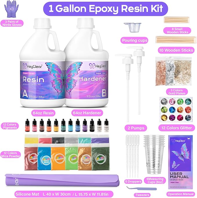 HeyClear 1 Gallon Epoxy Resin Kit Crystal Clear, Hard 2 Part Epoxy and Hardener - Image 4