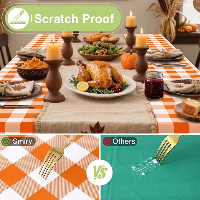 Smiry Rectangle Table Cloth, Waterproof Vinyl Tablecloths - Image 5