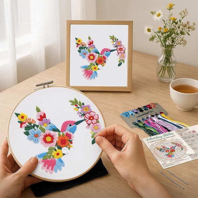 Nuberlic Bird Flower Embroidery Kit - Image 2