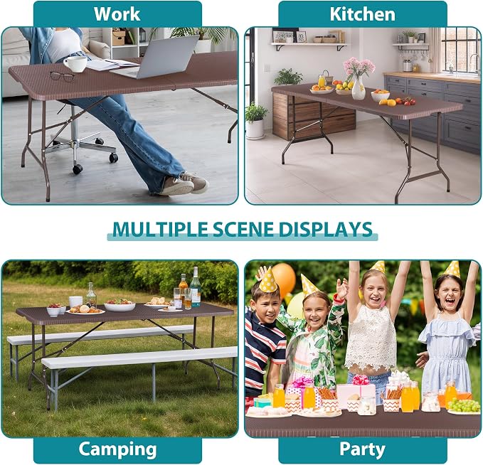 SUPER DEAL 6FT Folding Table for Indoor Outdoor, Portable Heavy Duty - Image 8