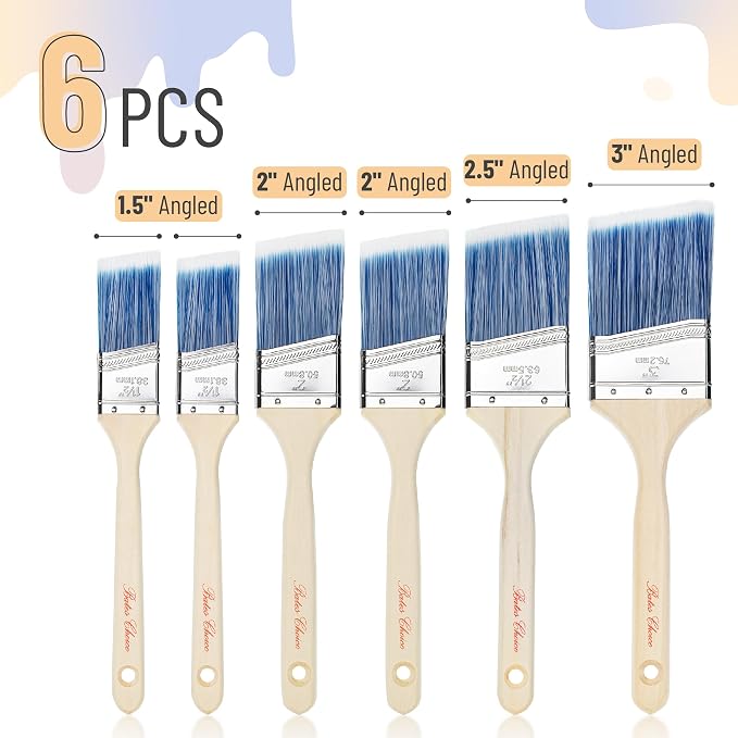 Bates Angle Paint Brushes, 6 Pack - Image 2