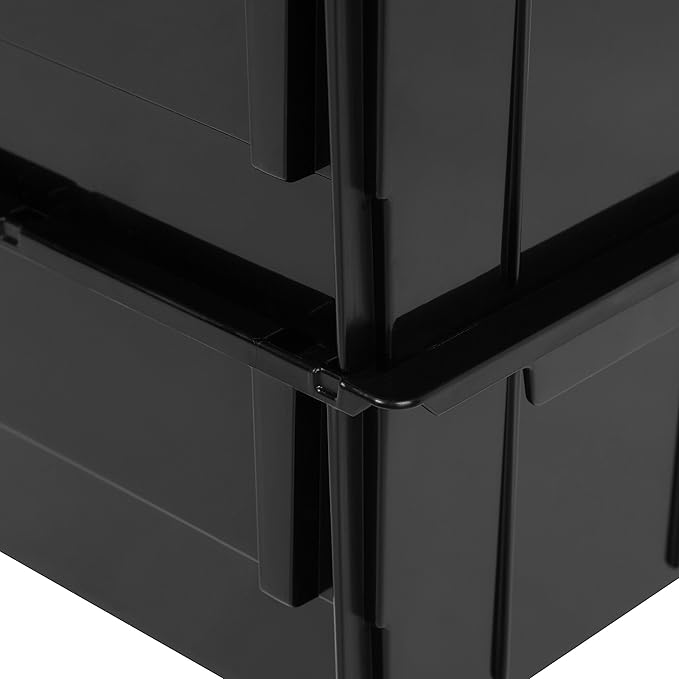 IRIS USA Stackable Storage Bins Open Front, 24 Pack, Plastic Hanging Organizer Caddy Basket for Hardware Crafts, Small Parts, Nuts and Bolts, Garage Tool Storage, Extra Small, Black