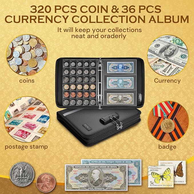 Coin Collection Book Holder for Collectors, Fireproof Coin Collection Supplies - Image 9