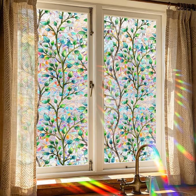 Foliage Pattern Decorative Window Film Privacy, Faux Stained Glass Window Cling by Unknown