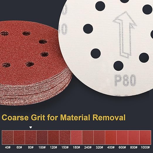 100 PCS 5 Inch Sanding Discs 80 Grit Hook and Loop Adhesive Round Sandpaper for Random Orbital Sander