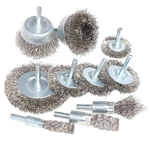 10PCS Professional Wire Wheel Brush Set, Stainless Steel Cup Wire Brush for Drill with 1/4 Inch Shank, Wire Brushes for Cleaning Rust Removal, Corrosion & Scrub Surfaces
