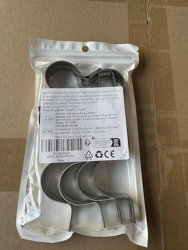 10 pcs 1-1/4" Conduit Clamp 304 SS Pipe Support U Bracket, Tube Clamps for Cable/Water Pipe/Pipe, Heavy Duty Pipe Clamp | OD 1-1/4" | 10 pcs