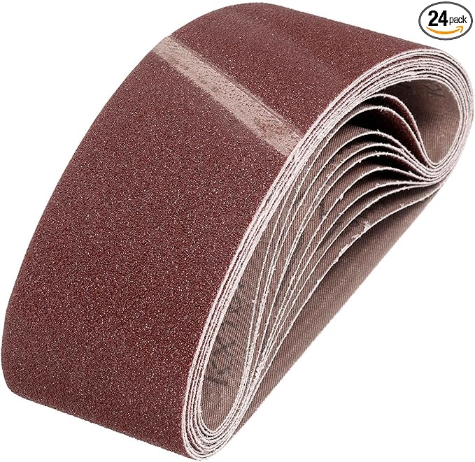 HARFINGTON 4 x 24 Inch Sanding Belts, 24 Pcs 80 Grits Aluminum Oxide Abrasive Belt Sander File Belt for Woodworking, Metal Polishing, Knife Sharpener