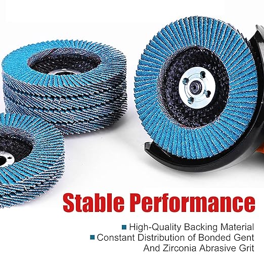 EZARC Flap Disc 4 1/2 Inch for Anger Grinder, 10 PCS 120 Grit Zirconia Grinder Sanding Disc, Type 29 Abrasive Grinding Wheel for Stainless Steel, Sheet Metal (7/8 inch Arbor Size)