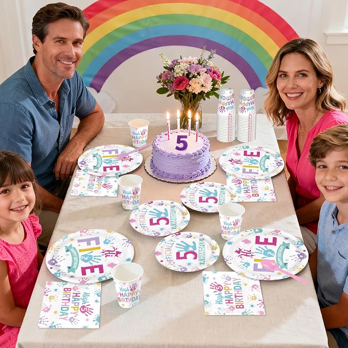 168Pcs Hi Five Birthday Party Decorations or 5 Years Old Birthday Serves 24 | - Image 7
