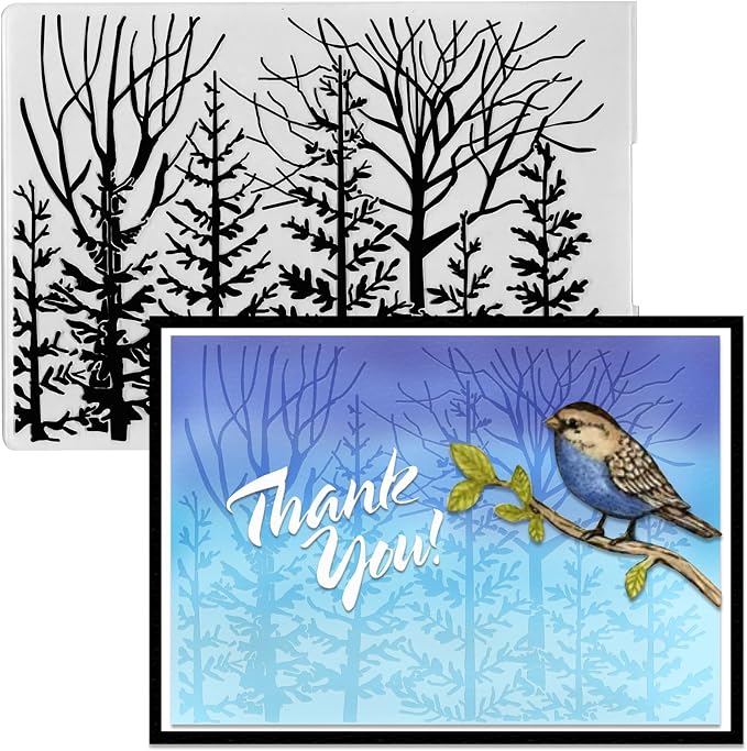 3D Textured Embossing Folders for Card Making, Forests Trees Plastic Embossing by Estivaux